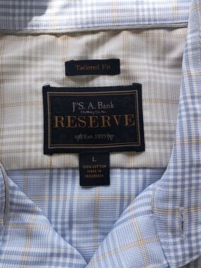 Reserved Light Blue & Cream Plaid Button-Up Shirt